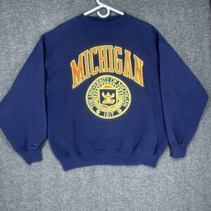 Vintage University of Michigan Sweatshirt Mens L Blue Made in USA